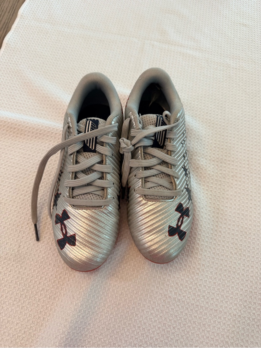 Under Armour Kids Silver and Black Soccer Shoes